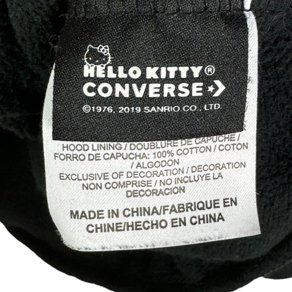 Converse X Hello Kitty Sanrio Black Pullover Drawstring Hoodie Women's Small - Picture 11 of 13
